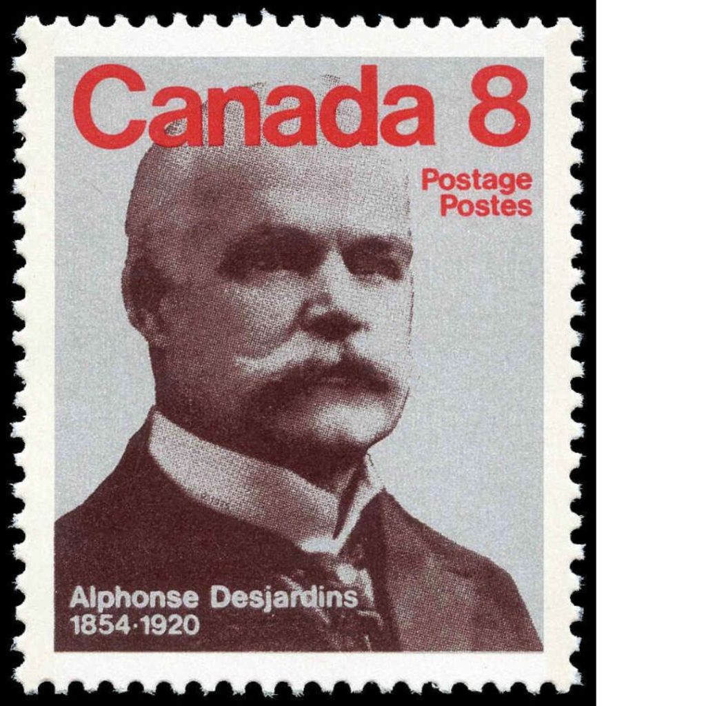 Timbre de 8¢ émis en 1975 à la mémoire d'Alphonse Desjardins
